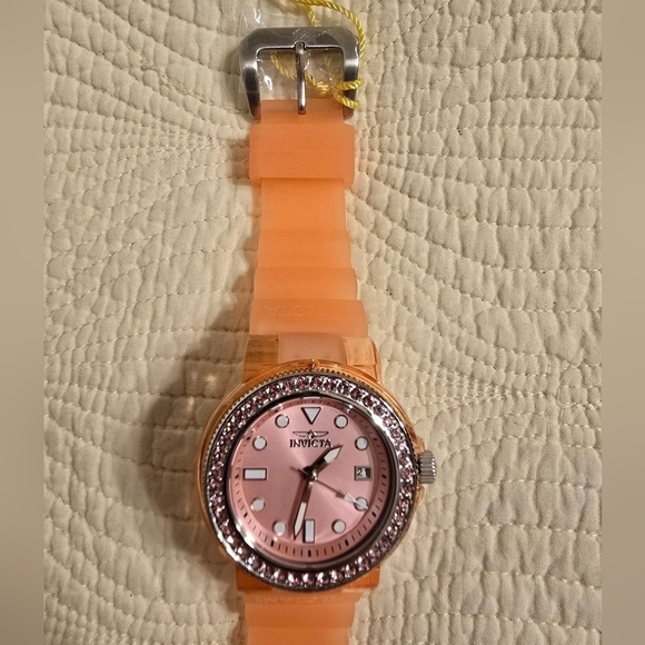 NWT Invicta Ladies Pro Diver Anatomic Watch, Pink Silicon Strap main image 6